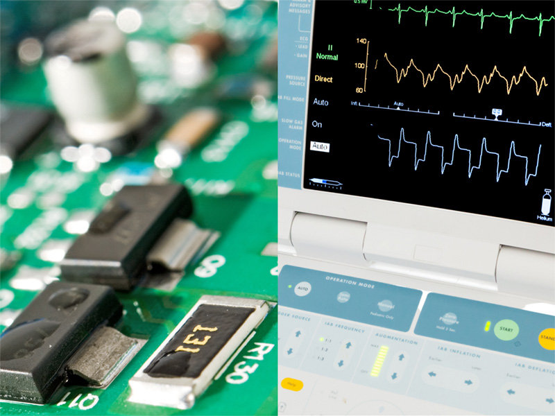 Side by Side of Computer Chip and Device